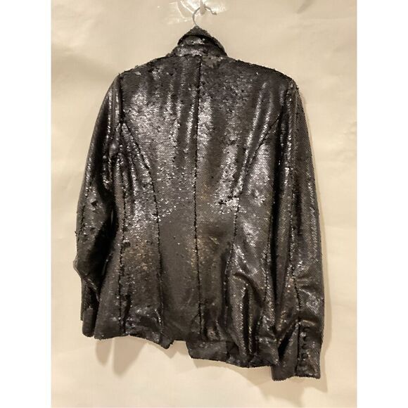 L'Agence Women's Black Kenzie Double Breasted Sequin Matte Blazer Size 6 - Picture 6 of 10